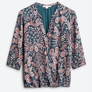 COOPER & ELLA Alastor Wrap Front 3/4 Sleeve Floral Blouse